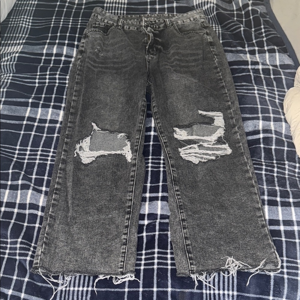 Men's Distressed Gray Jeans